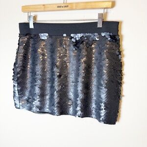 BCBGMaxAzria Black Sequined Mini Skirt